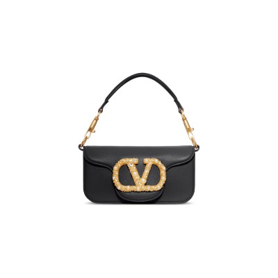 VALENTINO LOCÒ SMALL SHOULDER BAG IN BLACK WB0K53CXABBK (19*10.5*5cm)